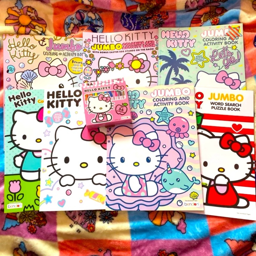 Hello Kitty Mega Coloring/Activity Bundle (7) Books and (1) Set of Crayons